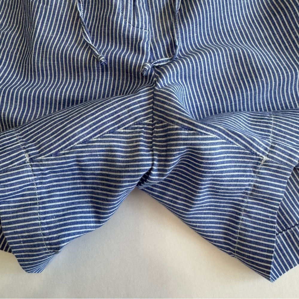 Talbots Easy Drawstring Shorts 4P Blue White Stripe Linen Cotton Summer - Picture 15 of 16